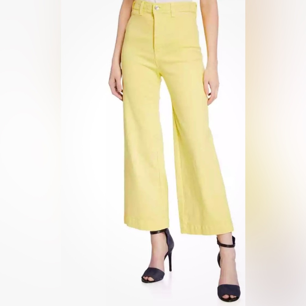 Veronica Beard Yellow Wide Leg Gaucho Jeans 28